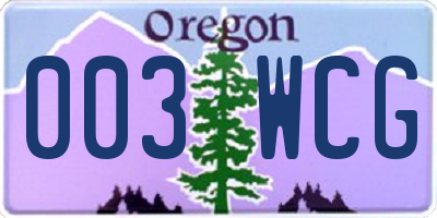 OR license plate 003WCG