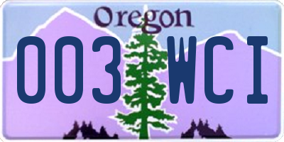 OR license plate 003WCI