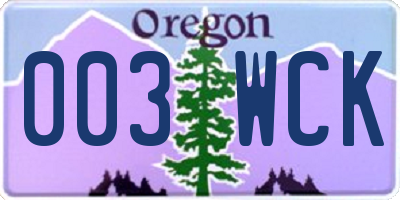 OR license plate 003WCK