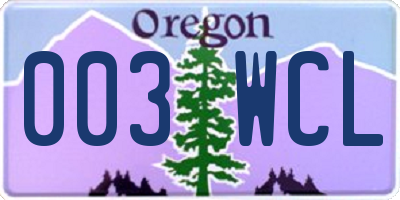 OR license plate 003WCL