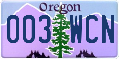 OR license plate 003WCN