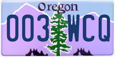 OR license plate 003WCQ