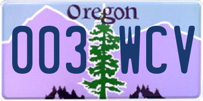 OR license plate 003WCV