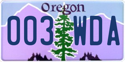 OR license plate 003WDA