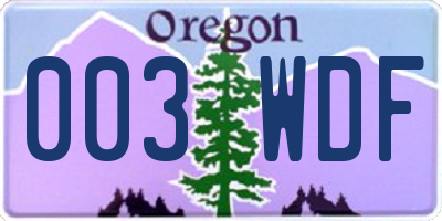 OR license plate 003WDF