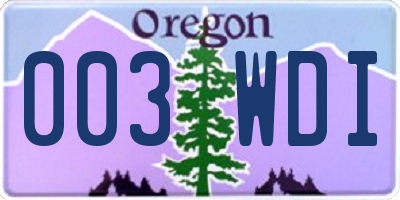 OR license plate 003WDI