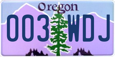OR license plate 003WDJ