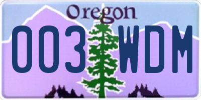 OR license plate 003WDM