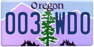 OR license plate 003WDO