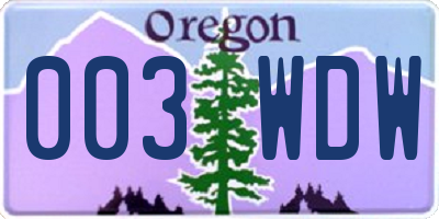 OR license plate 003WDW