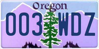 OR license plate 003WDZ