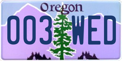 OR license plate 003WED