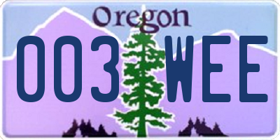 OR license plate 003WEE
