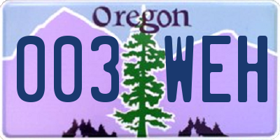 OR license plate 003WEH