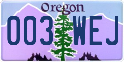 OR license plate 003WEJ