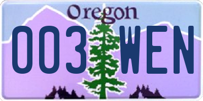 OR license plate 003WEN