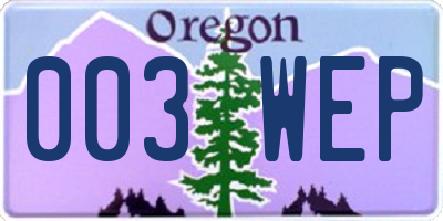 OR license plate 003WEP