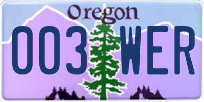 OR license plate 003WER
