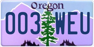 OR license plate 003WEU