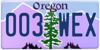 OR license plate 003WEX