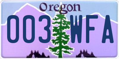 OR license plate 003WFA