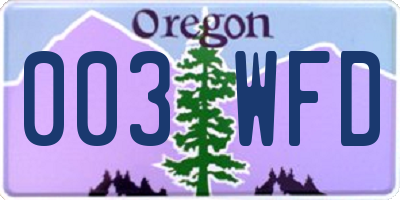 OR license plate 003WFD