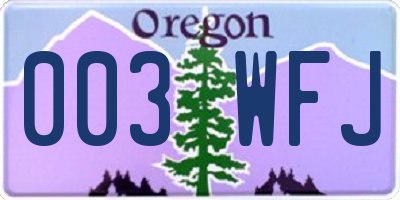 OR license plate 003WFJ