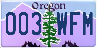 OR license plate 003WFM