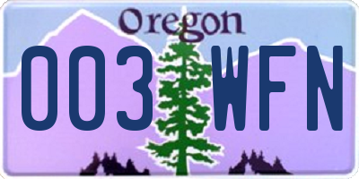 OR license plate 003WFN