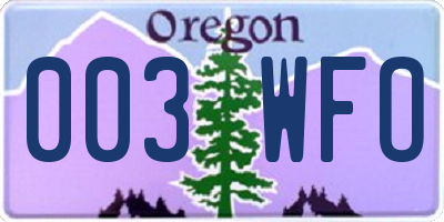 OR license plate 003WFO