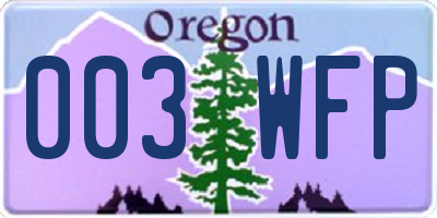 OR license plate 003WFP