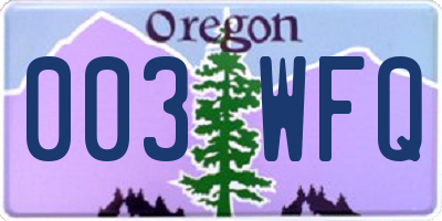 OR license plate 003WFQ