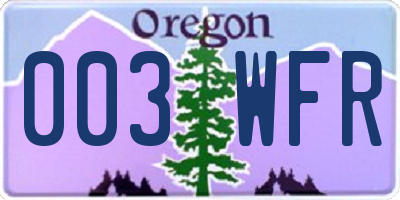 OR license plate 003WFR