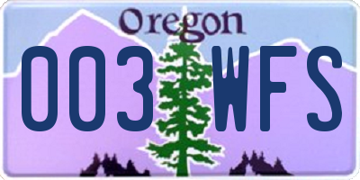 OR license plate 003WFS