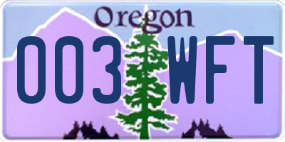 OR license plate 003WFT