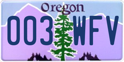 OR license plate 003WFV