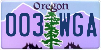 OR license plate 003WGA
