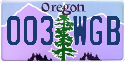 OR license plate 003WGB
