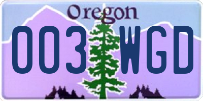 OR license plate 003WGD