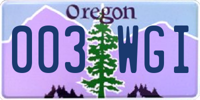 OR license plate 003WGI