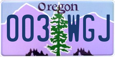 OR license plate 003WGJ