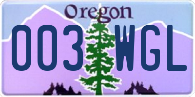 OR license plate 003WGL