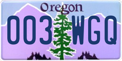 OR license plate 003WGQ