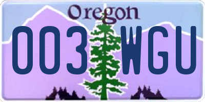 OR license plate 003WGU