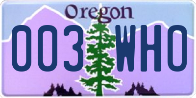 OR license plate 003WHO