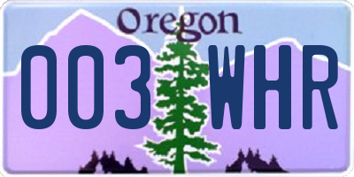 OR license plate 003WHR
