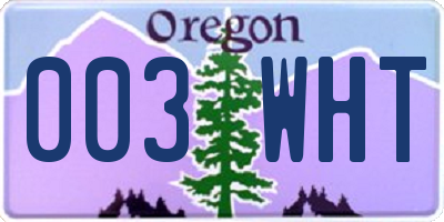 OR license plate 003WHT