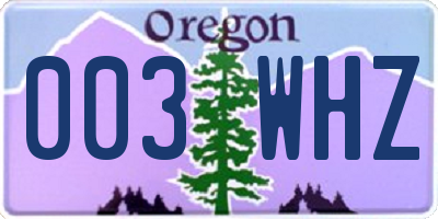 OR license plate 003WHZ