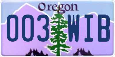 OR license plate 003WIB