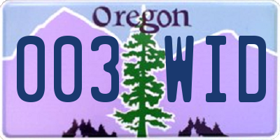 OR license plate 003WID